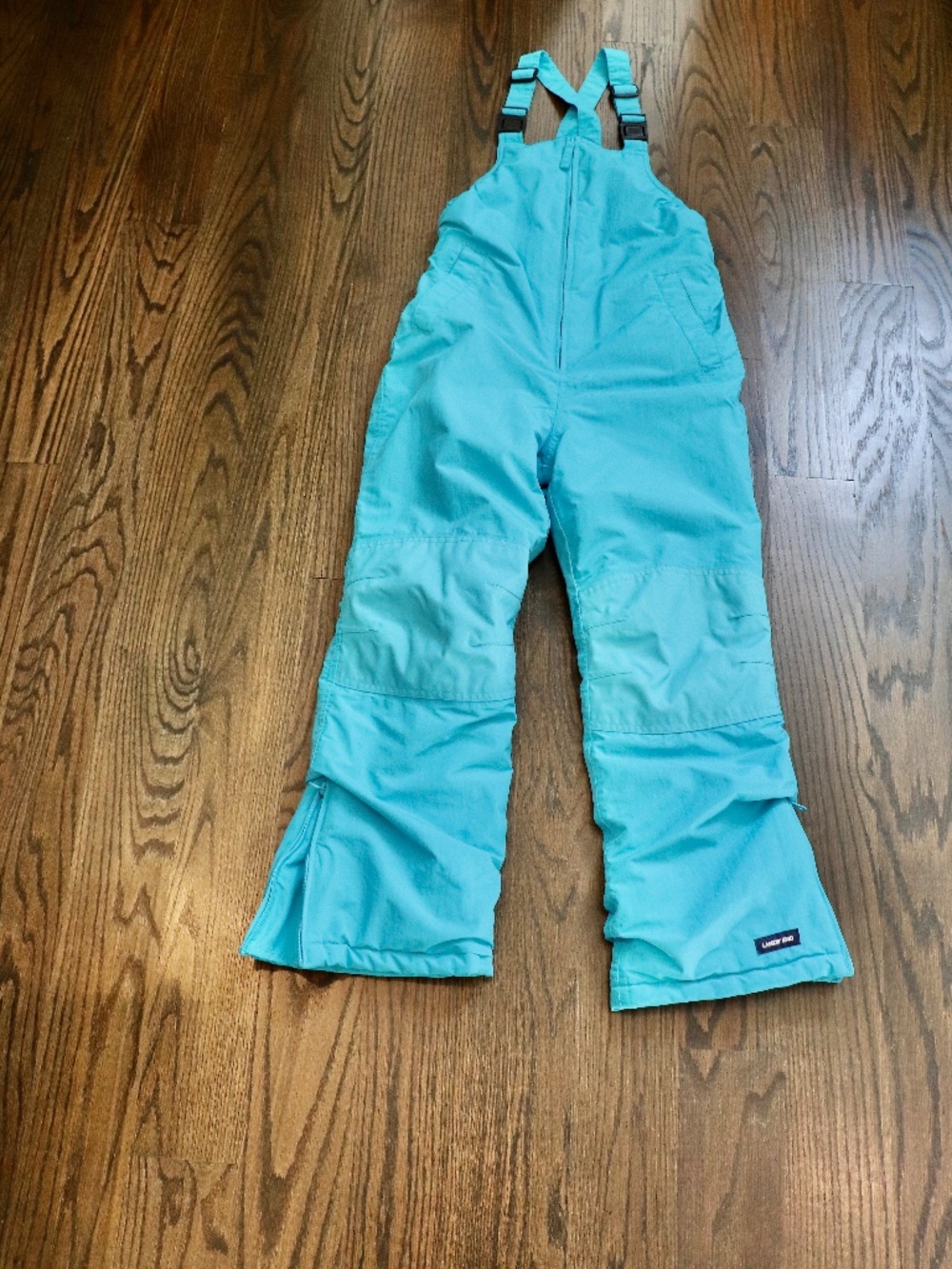 Lands' End Kids Squall Waterproof Iron Knee Snow Ski Bib Pants Size 10 Teal